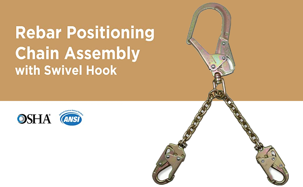 AFLC1027GLD Rebar Positioning Chain Assembly with Swivel Hook (Gold)