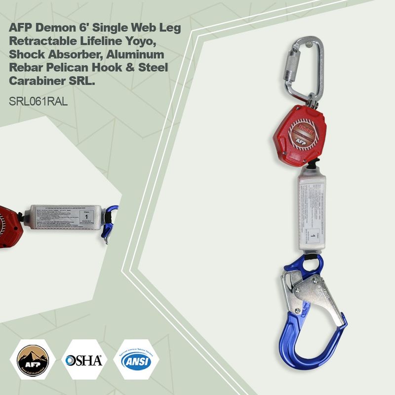 SRL061RAL [AFP Demon 6' Single Web Leg Retractable Lifeline Yoyo]