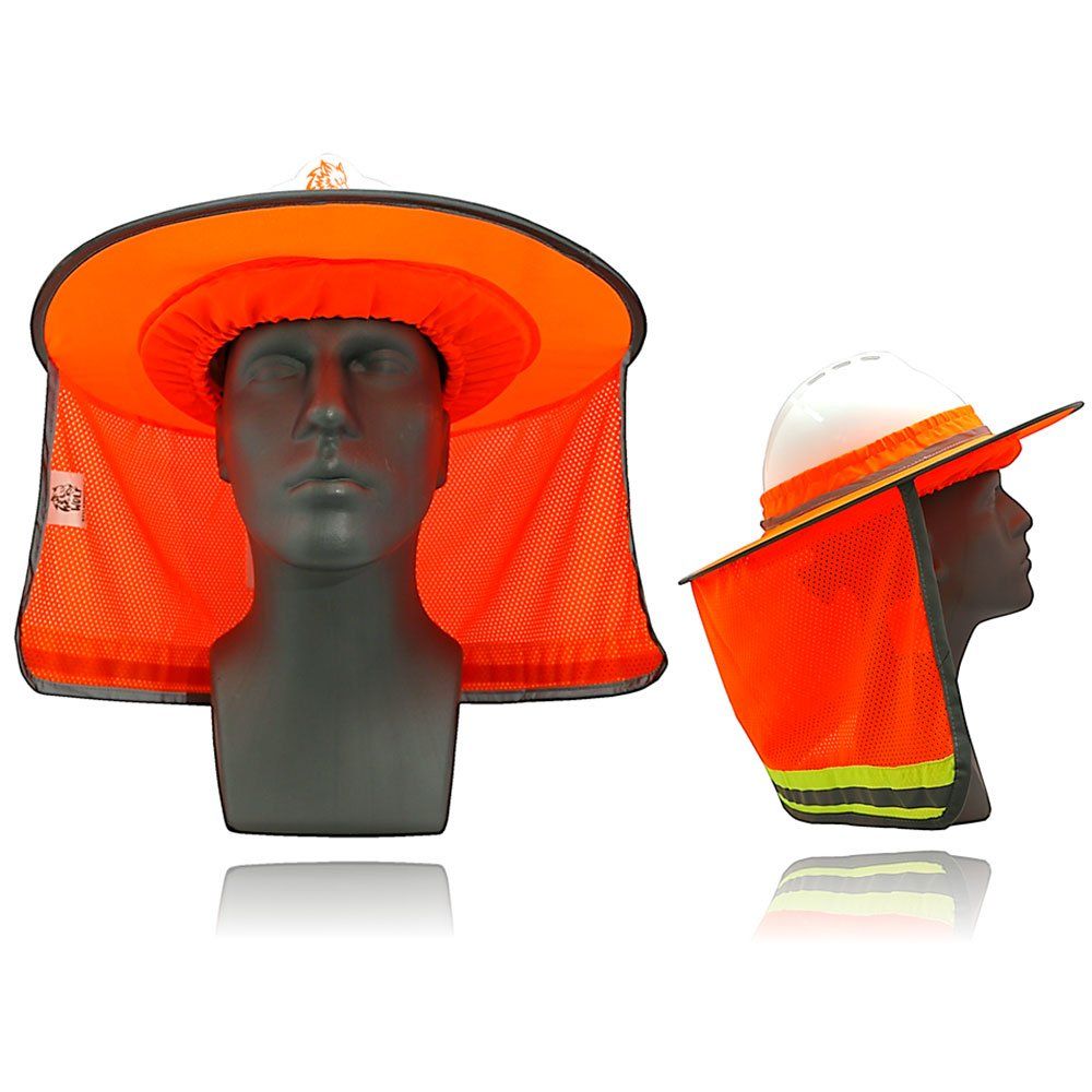 WOLF W2873-O-2 Full-Brim Orange Sun Visor Mesh Neck Shade WOLF W2873-O-2 Full-Brim Orange Sun Visor Mesh Neck Shade