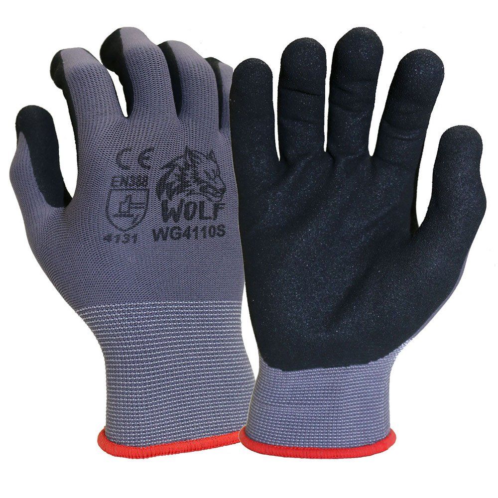WOLF WG4110 13-gauge Nitrile Foam Palm Coated Glove WOLF WG4110 13-gauge Nitrile Foam Palm Coated Glove