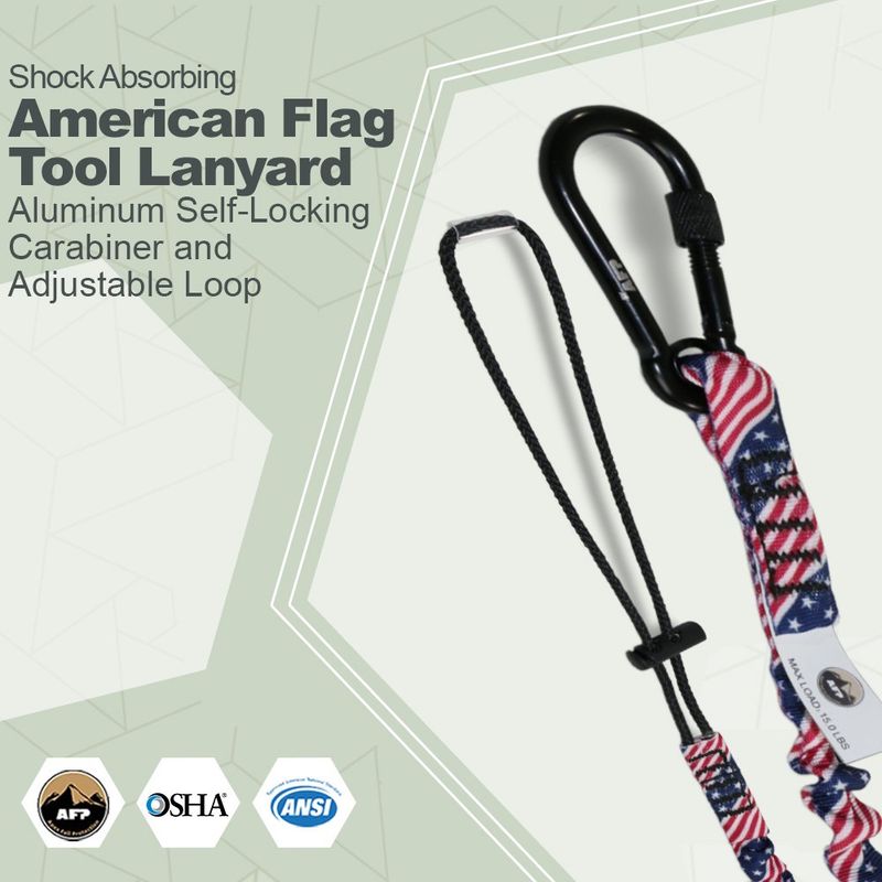 AFTL1020AF American Flag Tool Lanyard with Steel Self-Locking Carabiner