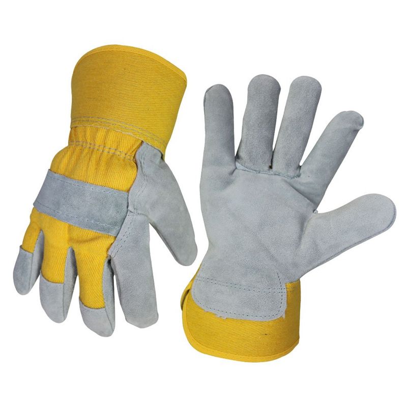 W3265 Yellow Canvas Cowhide Heavy-duty Leather Work Gloves
