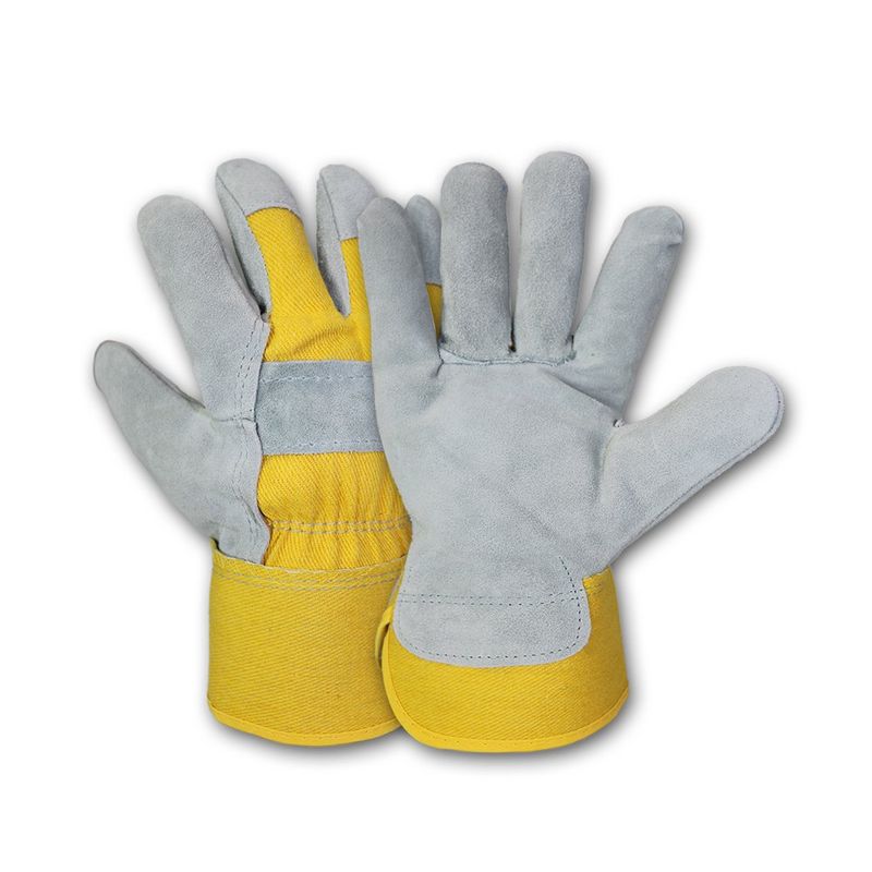 W3265 Yellow Canvas Cowhide Heavy-duty Leather Work Gloves