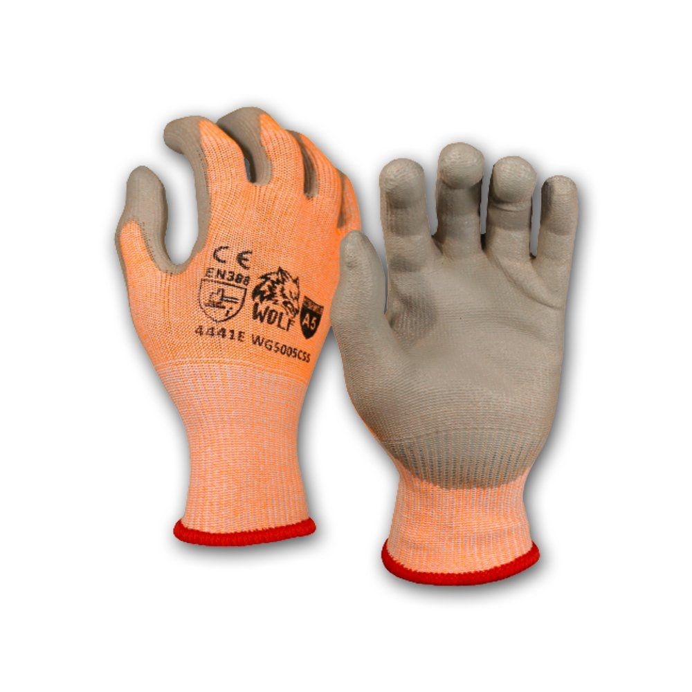 WOLF WG5005C5S Orange Lime Cut Resistant Level 5 Glove