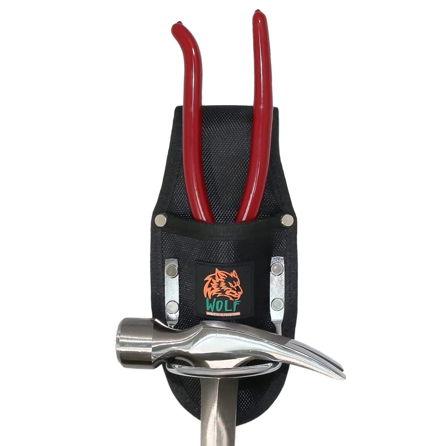 Wolf Hammer & Pliers Holster, Made with Ballistic Nylon & Heavy-Duty Steel, Utility Pouch & Tool Holder, Attaches to Tool Belt, 3’’ Work Tool Belt Tunnel, Construction Contractor Maintenance Handyman