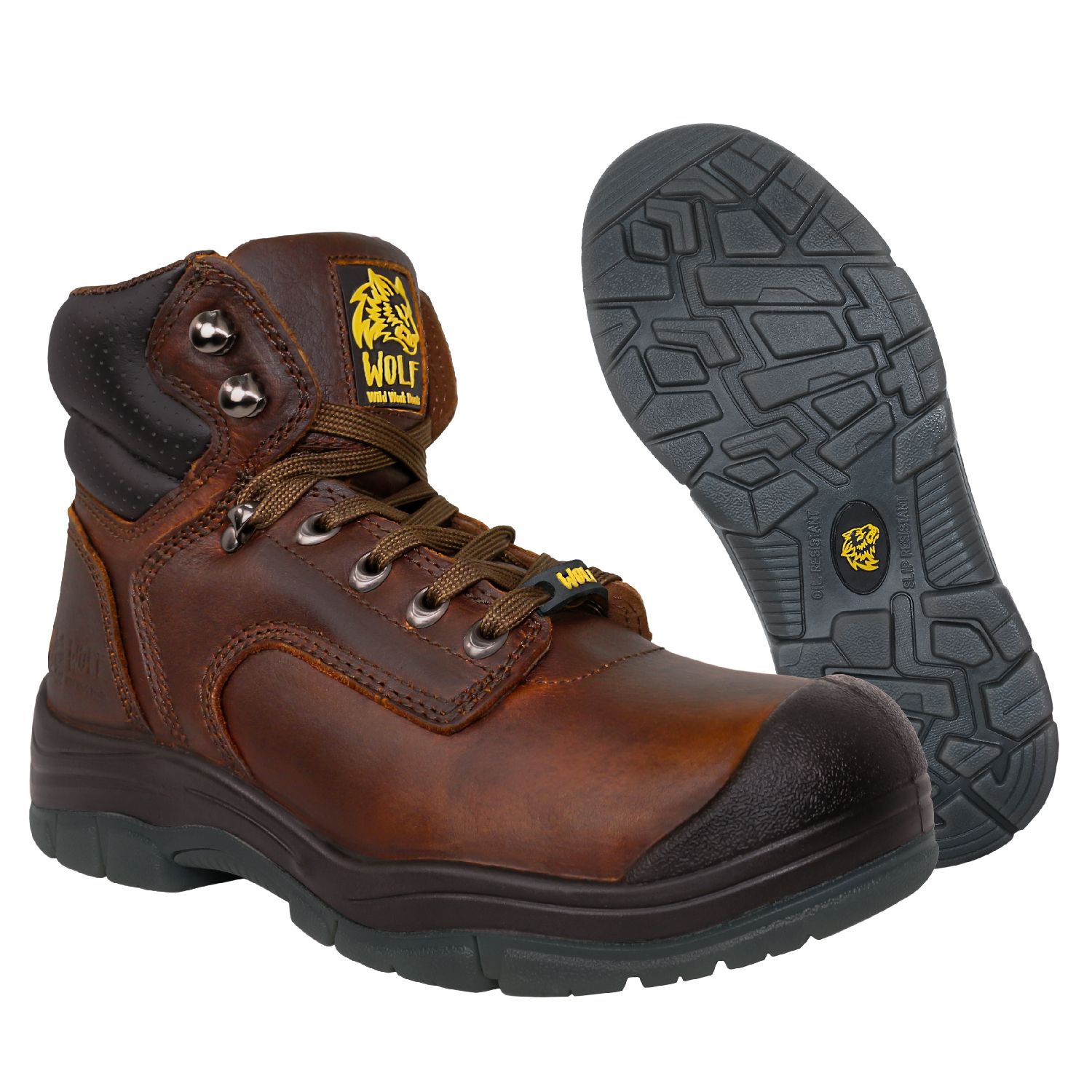 WOLF WWB6003 Brown Oily Tumbled Full Grain Soft Toe Men Work Shoes