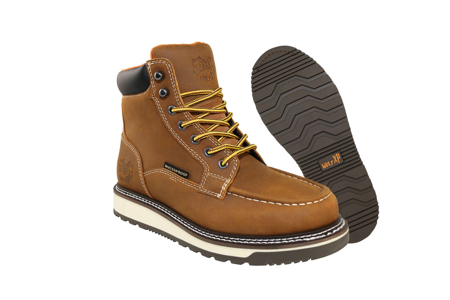 WOLF WWB5052S Yellow Steel Toe Tumbled Men Work Shoes