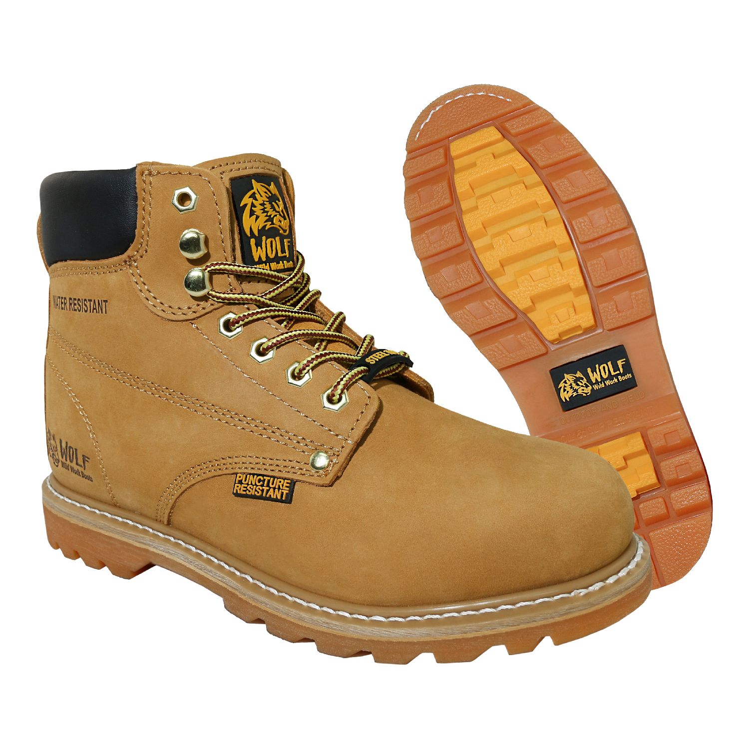 WOLF WWB6051S Tan Nubuck Steel Toe Men Work Shoes WOLF WWB6051S Tan Nubuck Steel Toe Men Work Shoes