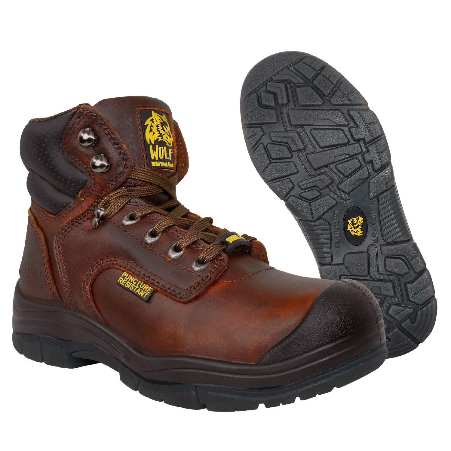 WOLF WWB6053S Brown Oily Tumbled Full Grain Steel Toe Men Work Shoes WOLF WWB6053S Brown Oily Tumbled Full Grain Steel Toe Men Work Shoes
