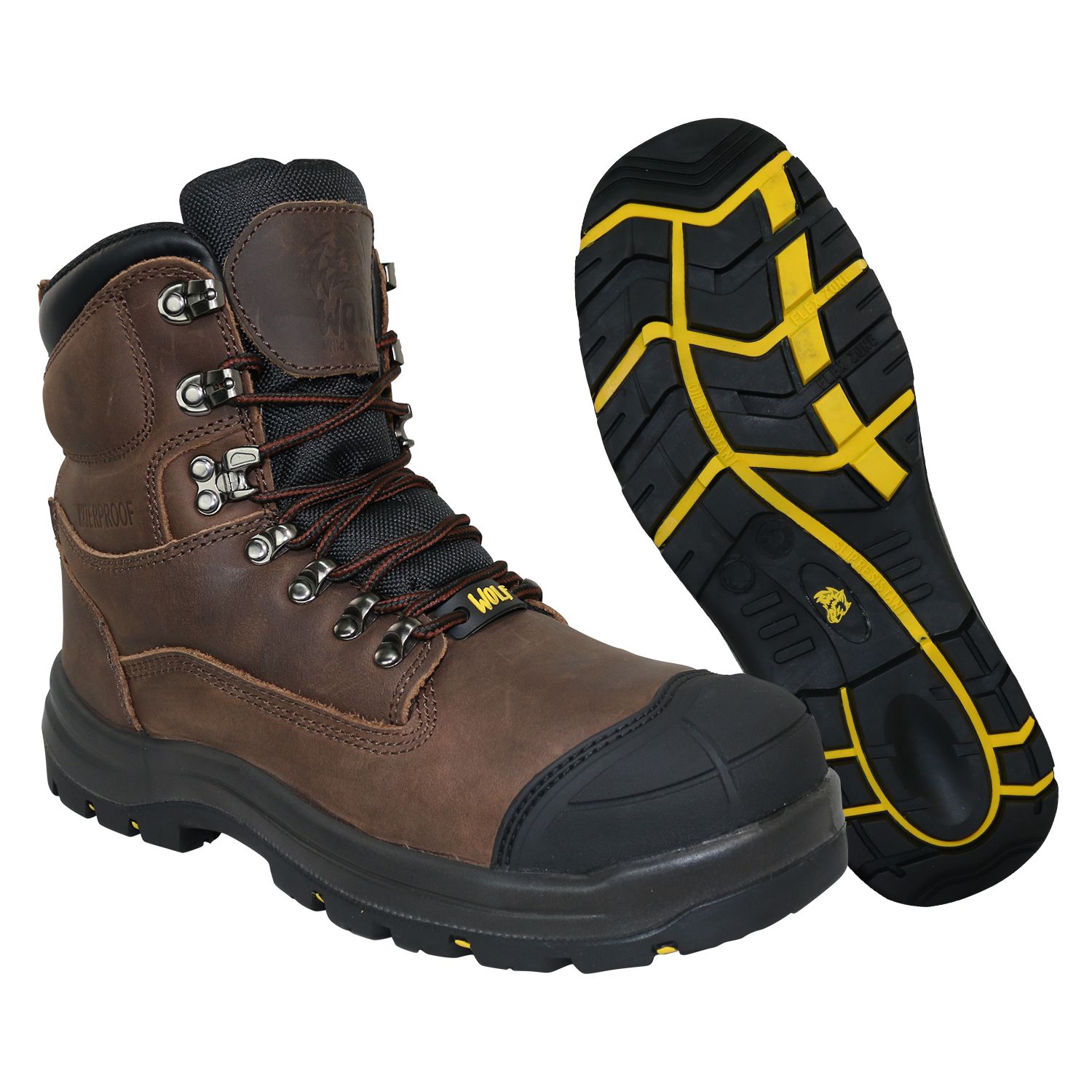 WOLF WWB8002 Brown Crazy Horse Waterproof Soft Toe Men Work Shoes