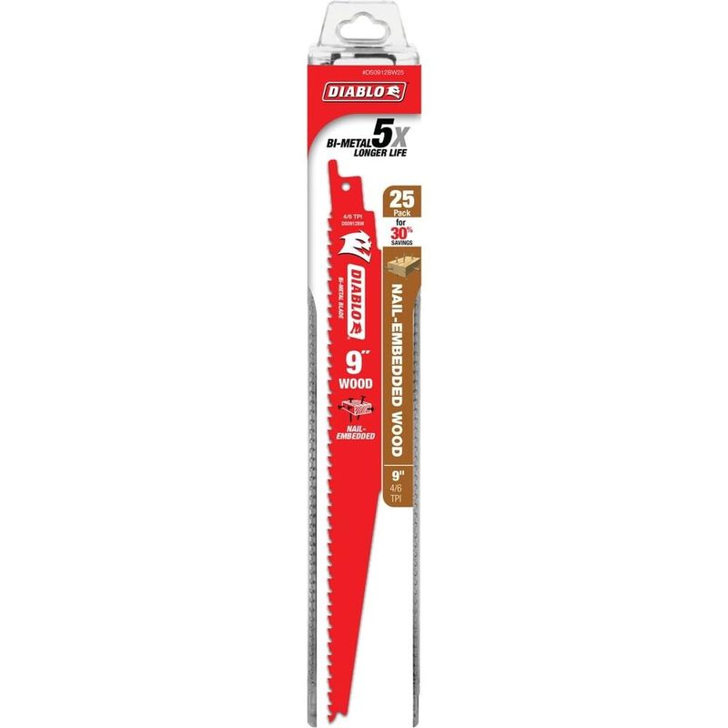 Diablo DS0912BW25 Demo Demon 9 in. Reciprocating Saw Blade for Metal (25-Pack)