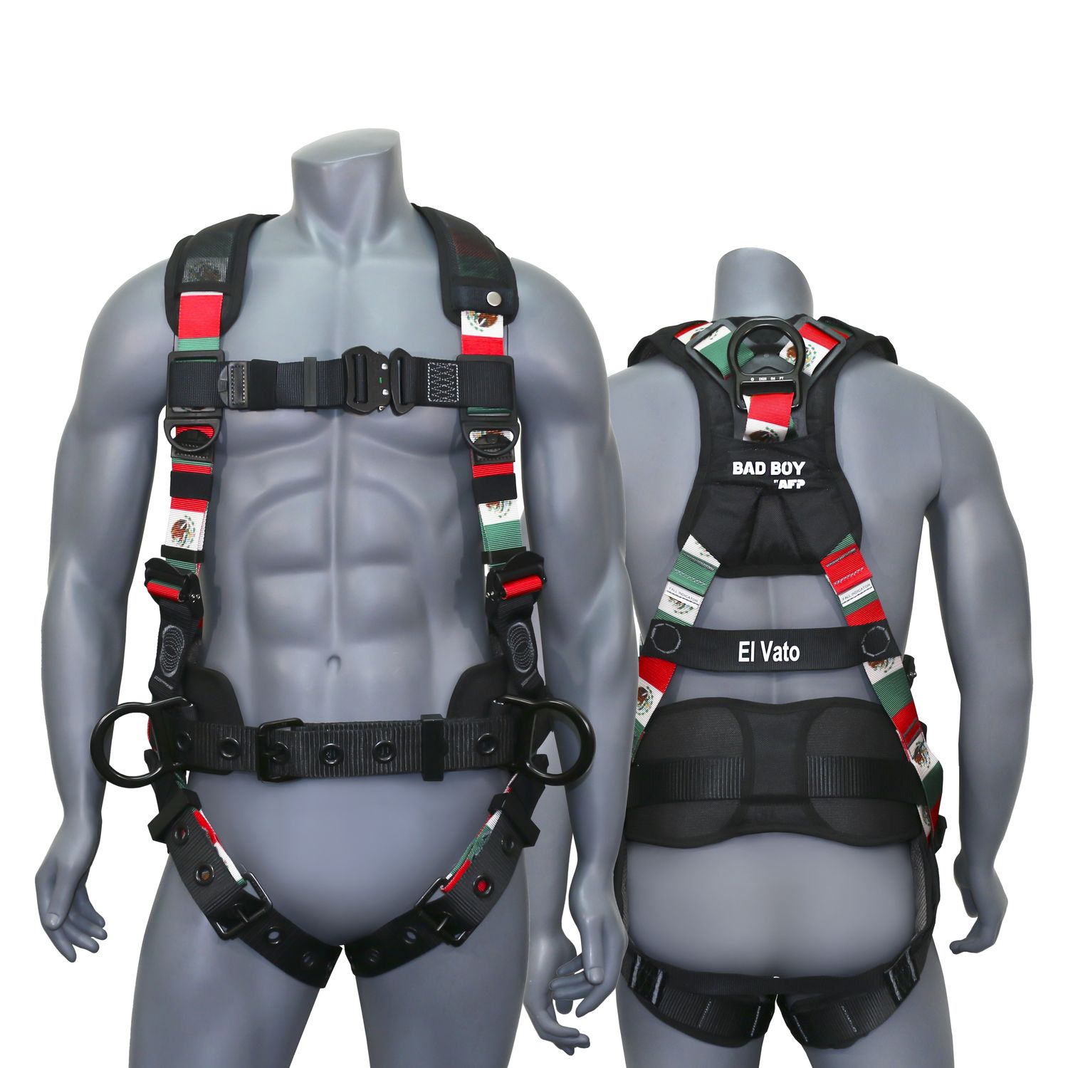 AFP AFP703 Mexican Flag Premium Safety Harness w/ Shoulder, Leg & Waist Padding