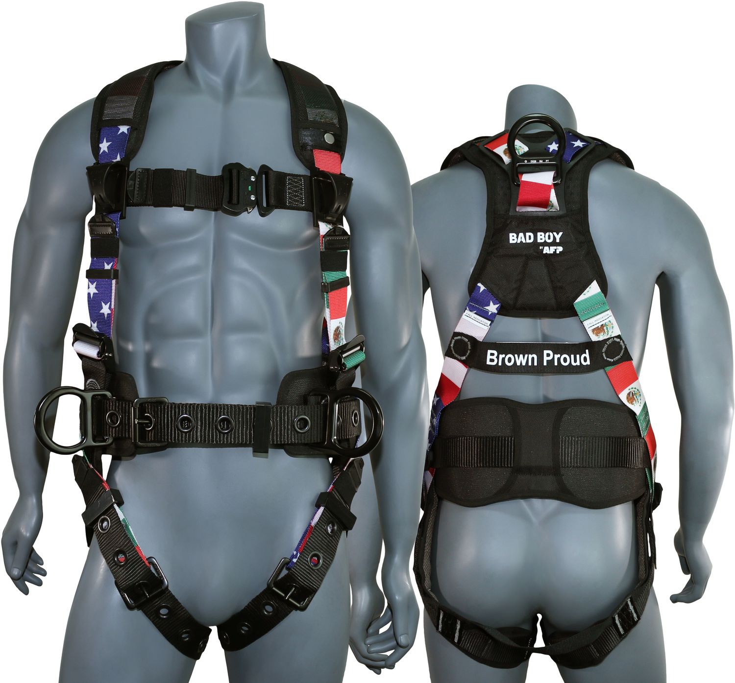 AFP AFP704 Mexican American Flag Premium Safety Harness w/ Shoulder, Leg & Waist Padding AFP AFP704 Mexican American Flag Premium Safety Harness w/ Shoulder, Leg & Waist Padding
