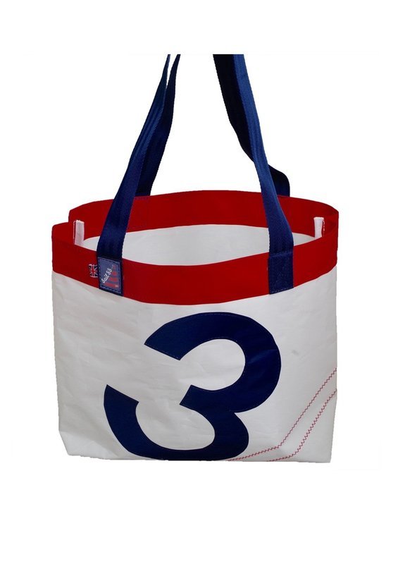 Beach Bag in White Sailcloth with Web Handles