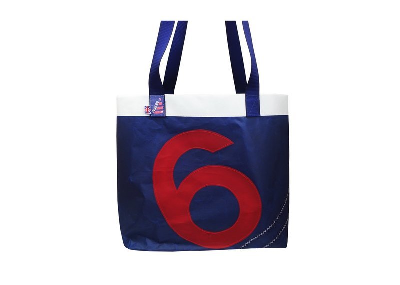 Beach Bag in Navy Blue Sailcloth with Web Handles