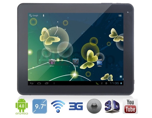 Tablet PC YEAHPAD WOOW9 Pantalla de 9.7&quot; Capacitiva 5-Puntos TFT Touch Screen Android 4.0.3 con Disco Duro de 16GB, Wi-Fi y HDMI (Negro)