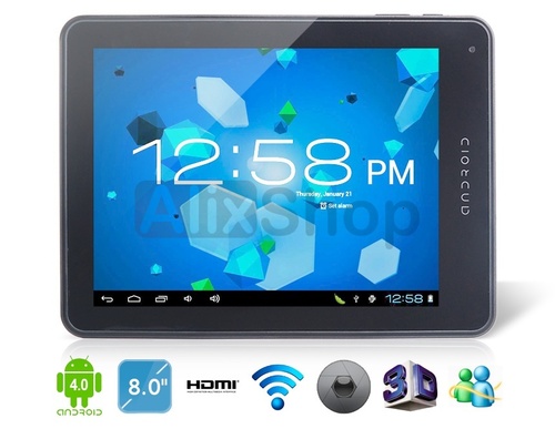 Tablet PC KNC MD802 Pantalla de 8.0&quot; Capacitiva 5-puntos Touch Screen Android 4.0.3 con 8GB Disco Duro, Wi-Fi y 2160P HDMI (Plata y Negro)