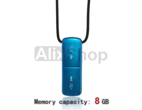 Mini Reproductor MP3 Collar 8GB Resistente al agua(Azul)
