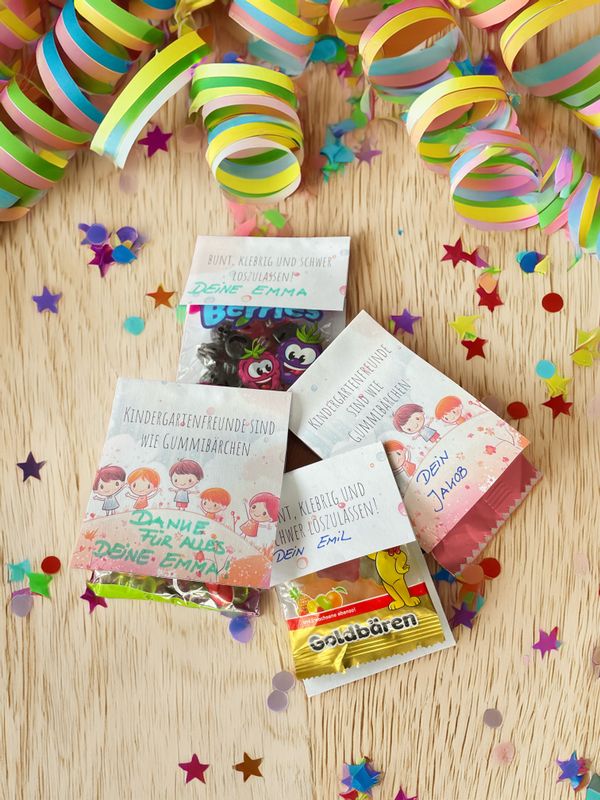 Geschenkverpackung für Gummibärchen (Süßigkeiten) - Kindergartenabschied