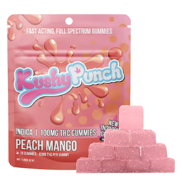 Kushy Punch Individual Indica Peach Mango Gummy 100mg