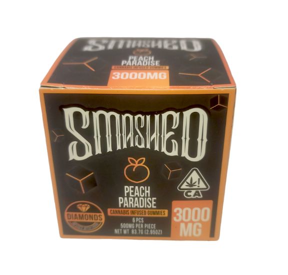 3000mg SMASHED Gummies, Peach Paradise, Hybrid 3000mg SMASHED Gummies, Peach Paradise, Hybrid