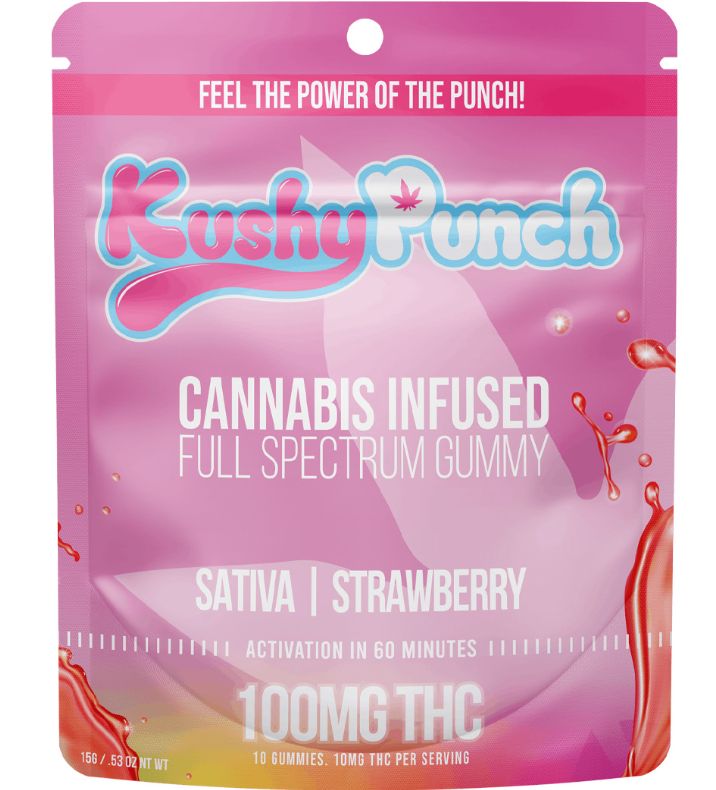 Kushy Punch Individual Sativa Strawberry, Gummy 100mg
