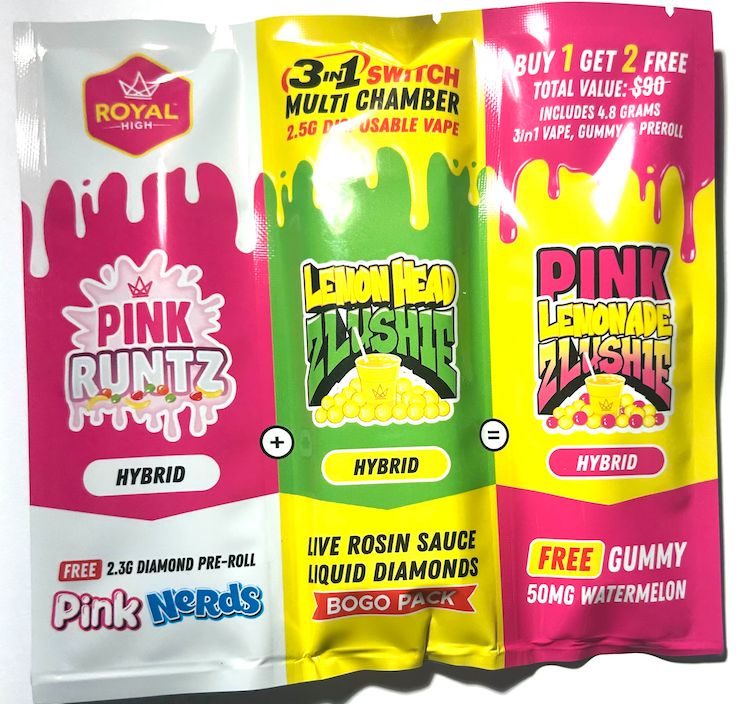 Royal High BOG2 Pack - 2.5g Vape, 2.3g Infused Pre Roll, 50mg Gummy HYBRID