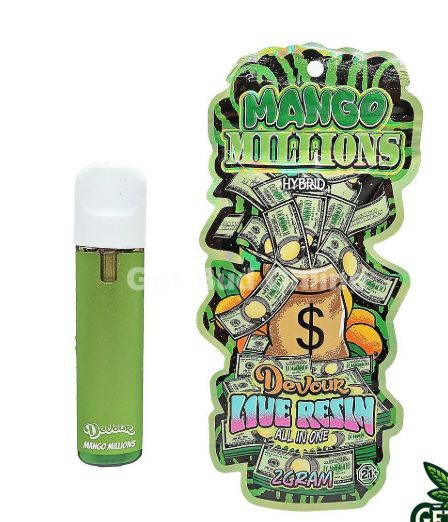 Devour 2G Live Resin Disposable - Mango Millions, Hybrid