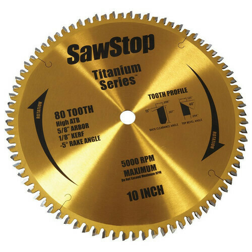10&quot; 80 Tooth Titanium Sawblade - SawStop