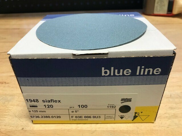 SIA 5&quot; Velcro Sanding Disc 120 Grit (Box of 100)