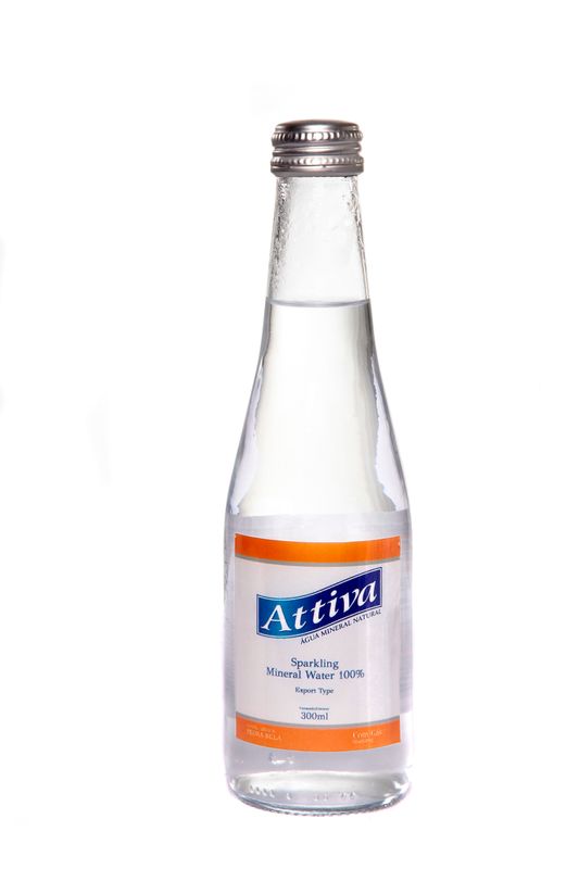 Attiva Mineral Water Glass Bottle 300ml Sparkling