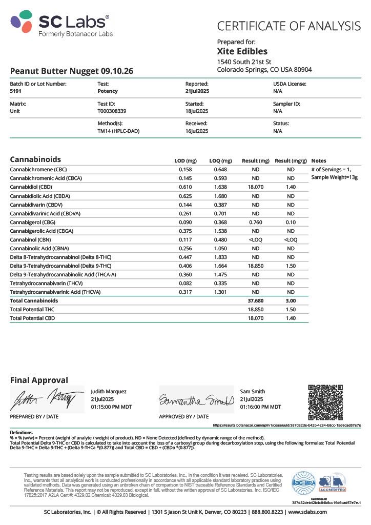 Xite Chocolate D9 Peanut Butter Nugget