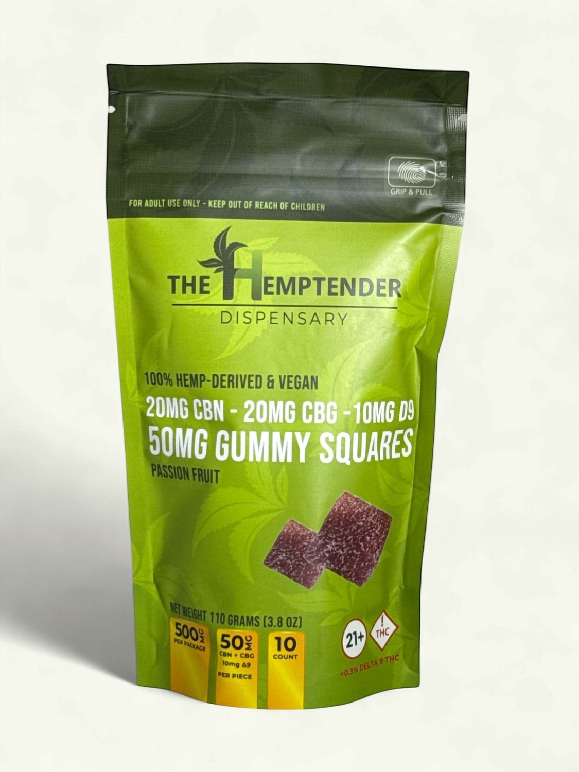 The Hemptender 40mg Delta9 + CBG + CBN  Gummy 10ct Passion Fruit
