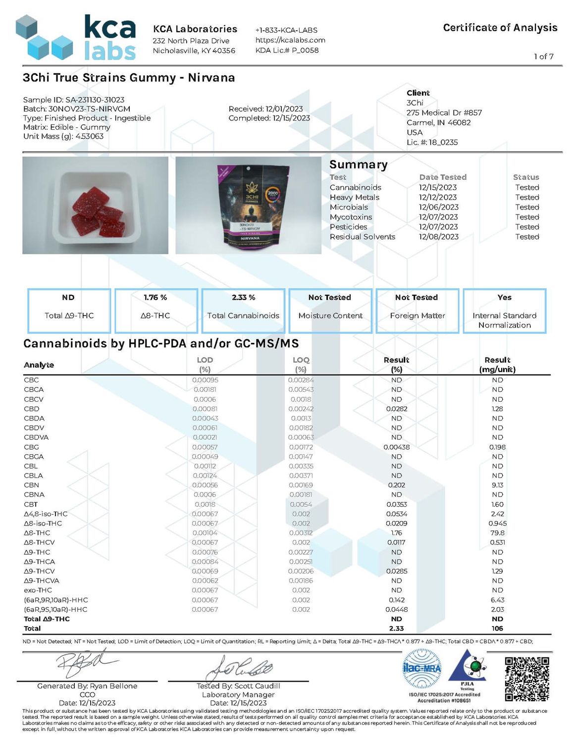 3chi Edibles True Strains Nirvana 20ct