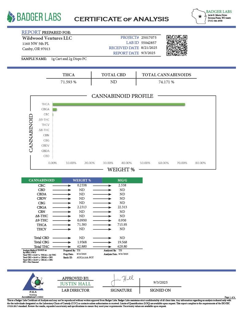Wildwood Peaches &amp; Cream 2G dispo