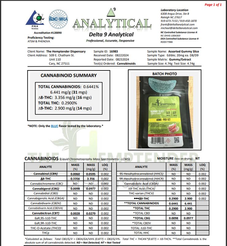 The Hemptdnder D9 - D8 Blend slices
