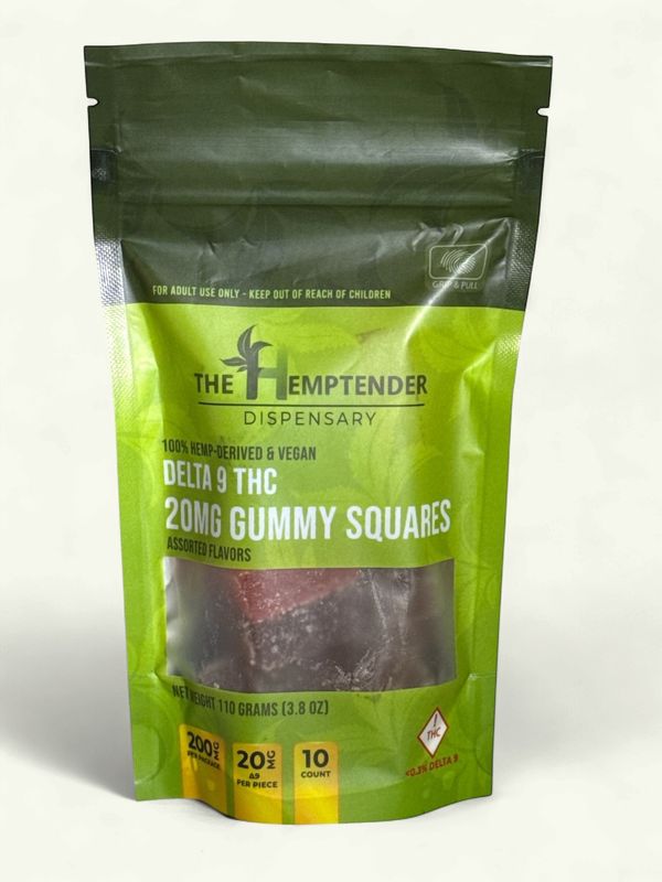 The Hemptender 20mg Delta-9 THC Gummy Squares – 10ct