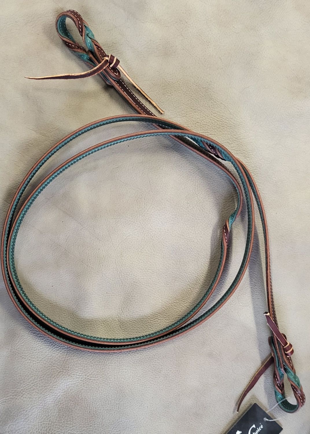 Turqoise twisted loop reins