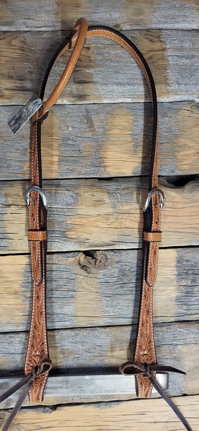 One ear floral carved headstall
