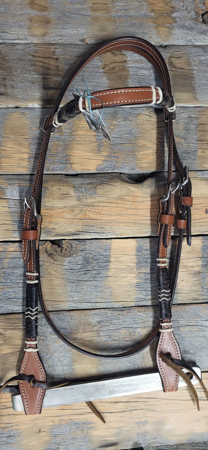 Headstall with rawhide accents