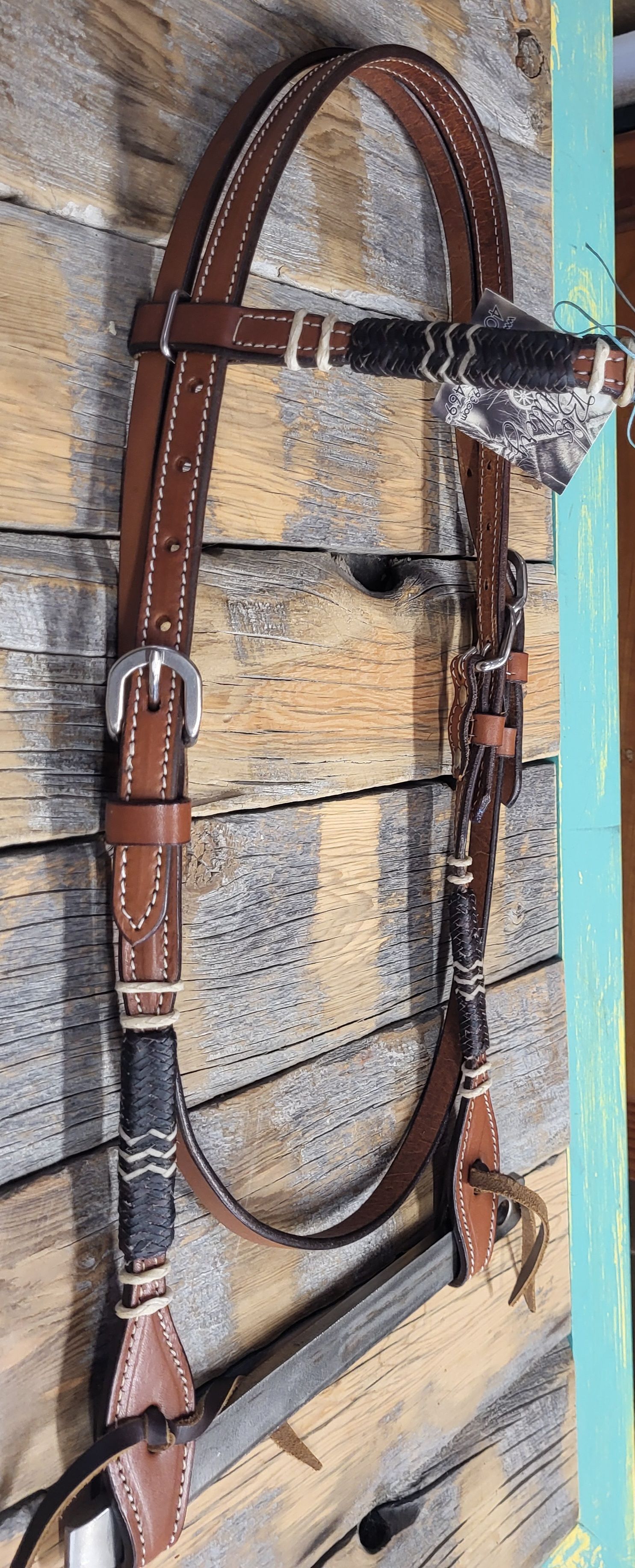 Headstall with rawhide accents