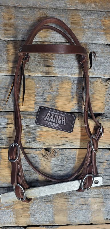 Heavy oil browband headstall with quick change bit ends