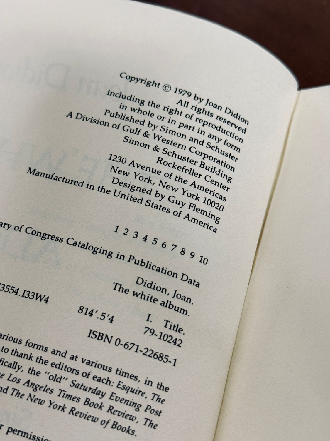 The White Album by Joan Didion (Simon &amp; Schuster Hardcover Edition, 1979)