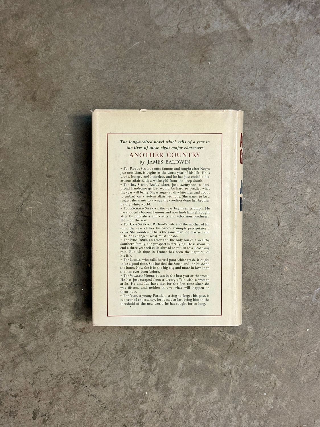 Another Country by James Baldwin (Dial Press Hardcover Edition, Fifth Printing 1962)