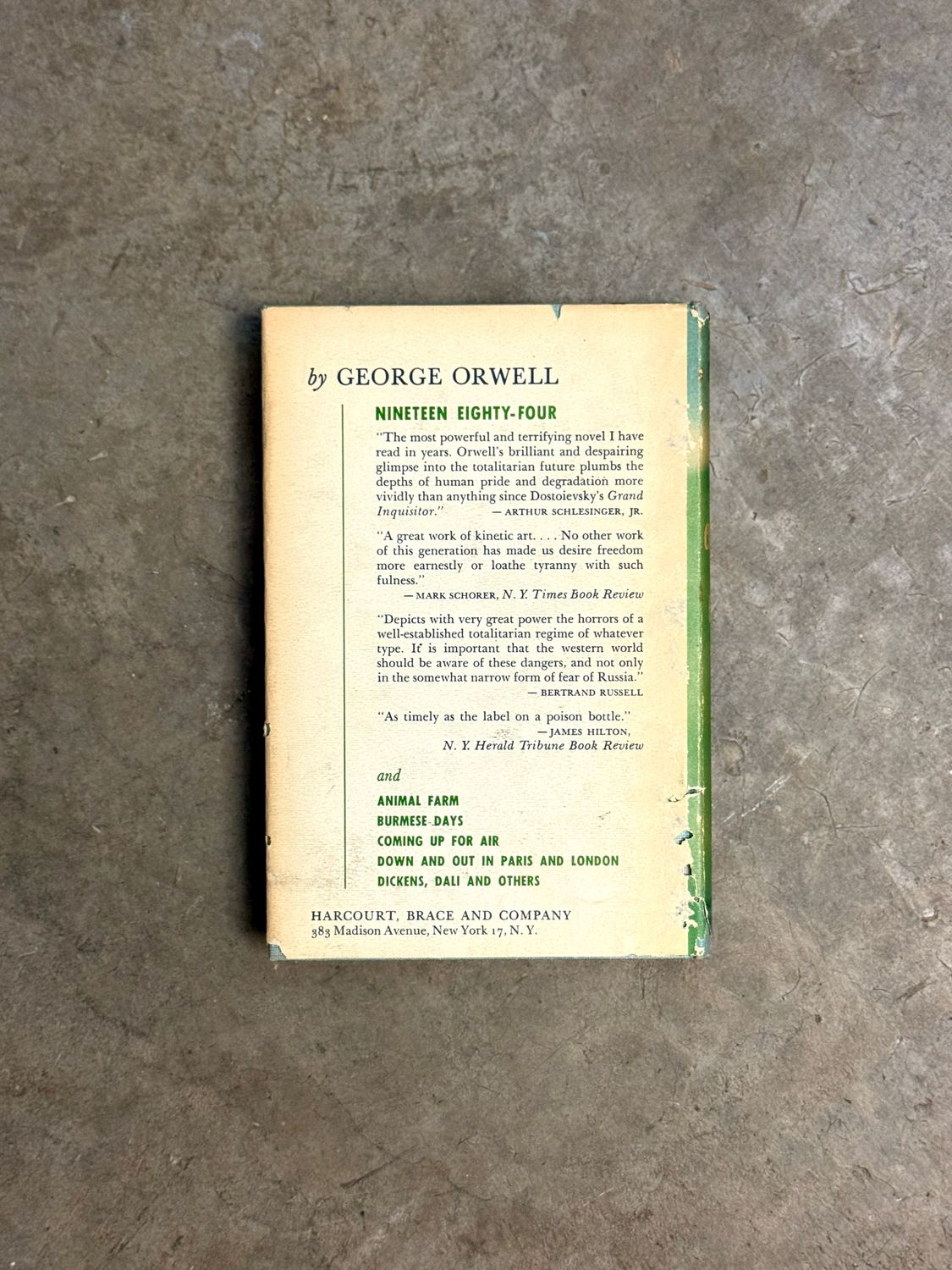 Coming Up for Air by George Orwell (Harcourt, Brace and Company Hardcover Edition, 1950)