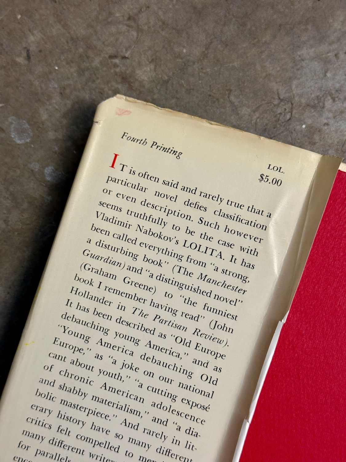 Lolita by Vladimir Nabokov (G.P. Putnam’s Sons Hardcover Edition, Fourth Impression 1958)