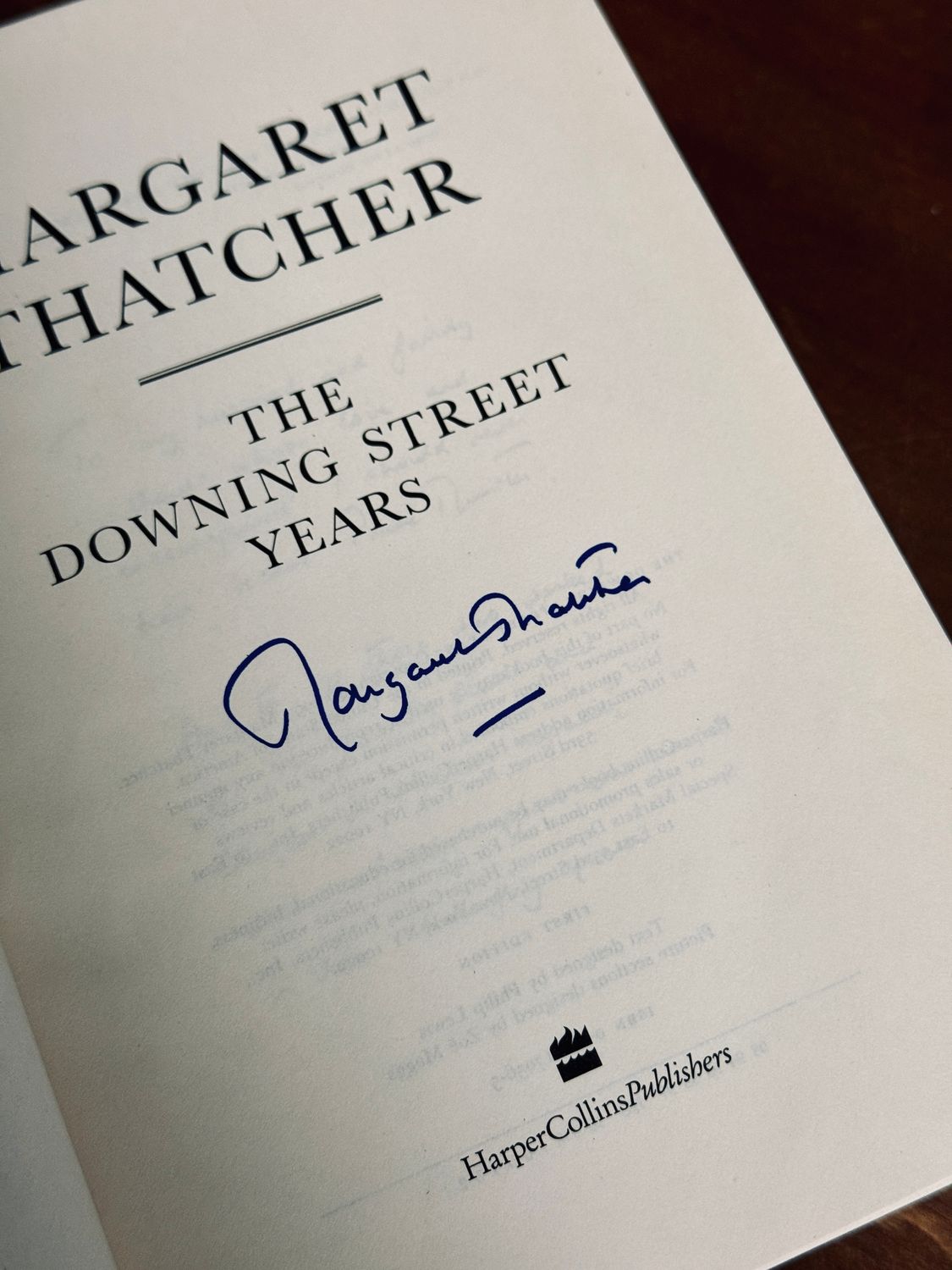 The Downing Street Years by Margaret Thatcher (HarperCollins First Edition Hardcover, Signed)