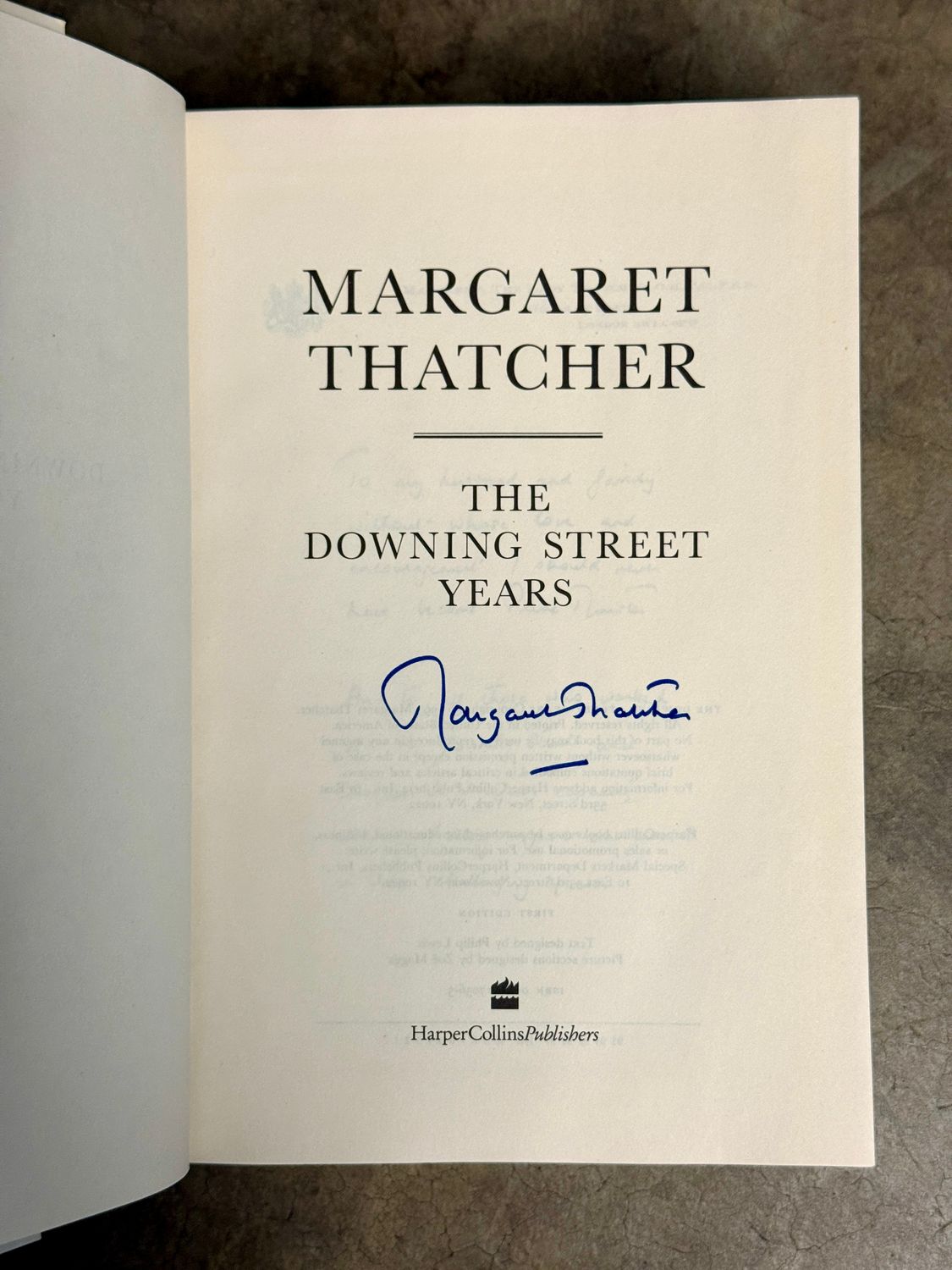 The Downing Street Years by Margaret Thatcher (HarperCollins First Edition Hardcover, Signed)