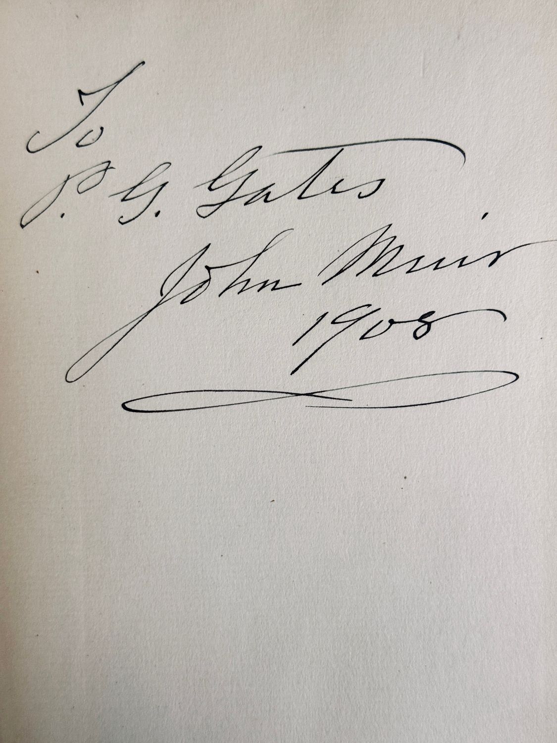 Our National Parks by John Muir (1901 Houghton Mifflin First Edition Hardcover, Presentation Inscription to P. G. Gates, 1908)