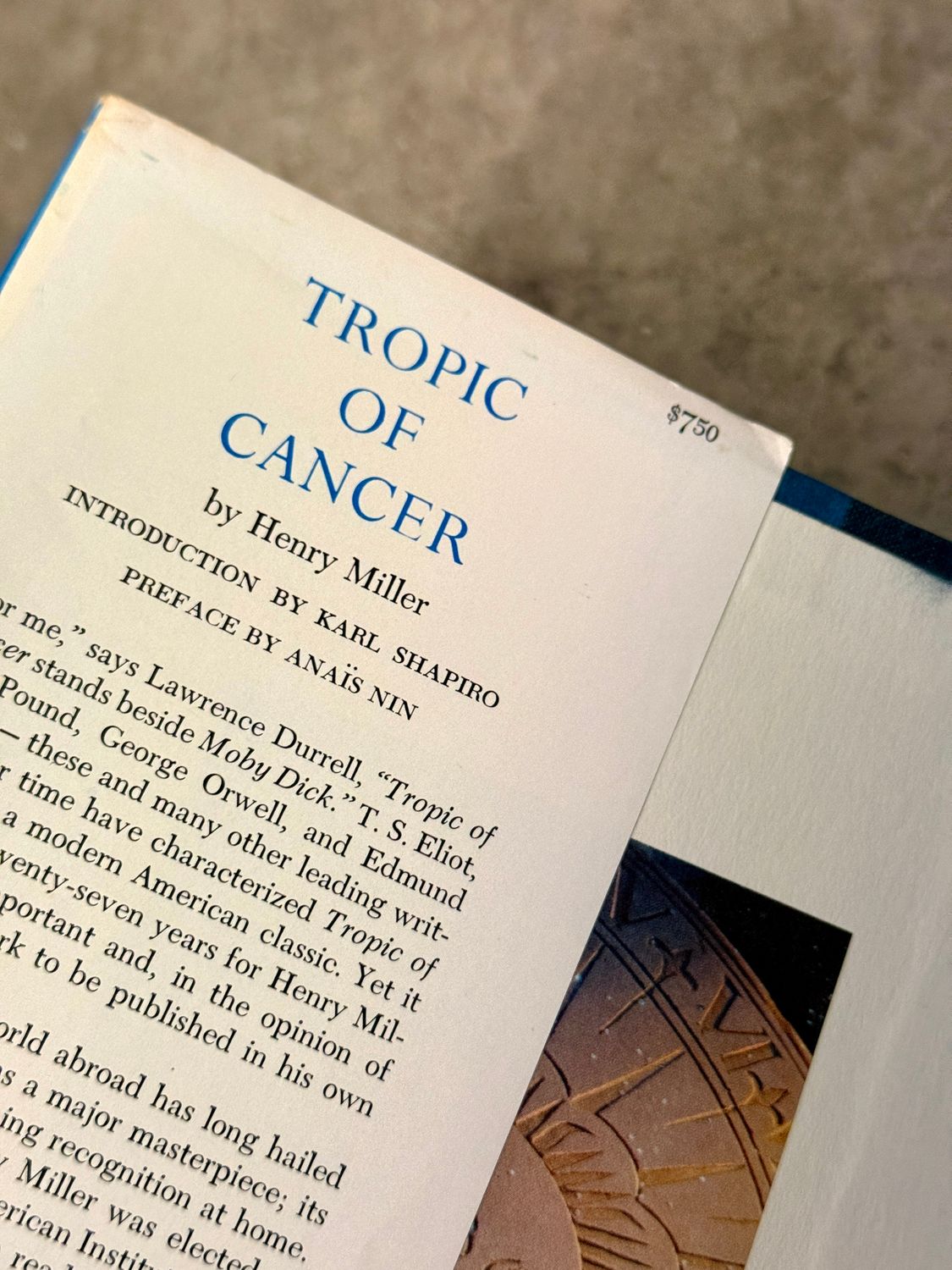 Tropic of Cancer by Henry Miller (Grove Press Hardcover Edition, Fourth Printing 1961)